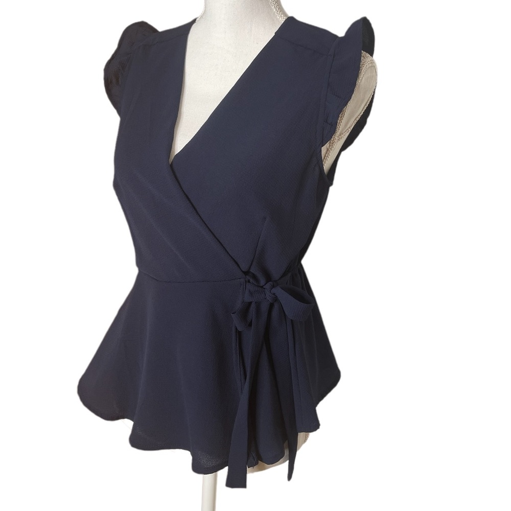 Monteau Sleeveless Peplum Surplice Blouse